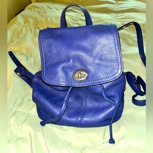 Blue Coach Leather Backpack Bag